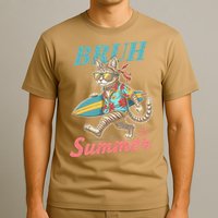 Cool Funny Cat In Shades Bruh Its Summer Surfboard Vacation T-Shirt