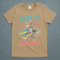Cool Funny Cat In Shades Bruh Its Summer Surfboard Vacation T-Shirt
