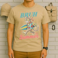 Cool Funny Cat In Shades Bruh Its Summer Surfboard Vacation T-Shirt