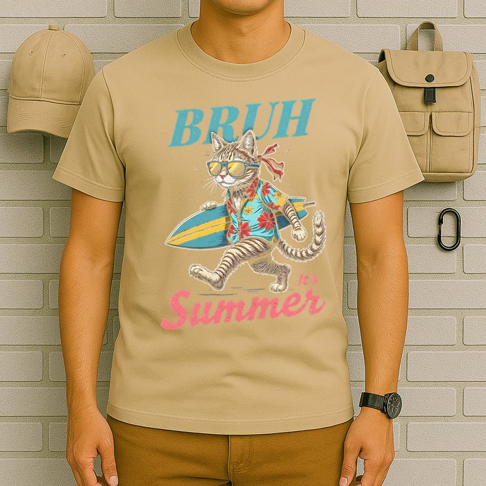 Cool Funny Cat In Shades Bruh Its Summer Surfboard Vacation T-Shirt