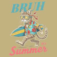 Cool Funny Cat In Shades Bruh Its Summer Surfboard Vacation T-Shirt