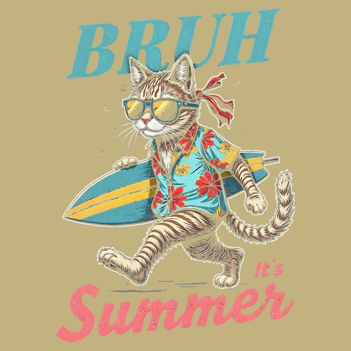 Cool Funny Cat In Shades Bruh Its Summer Surfboard Vacation T-Shirt