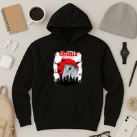 Catzilla Funny Cat Graphic Vintage For Cat Lover Hoodie