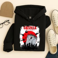 Catzilla Funny Cat Graphic Vintage For Cat Lover Hoodie