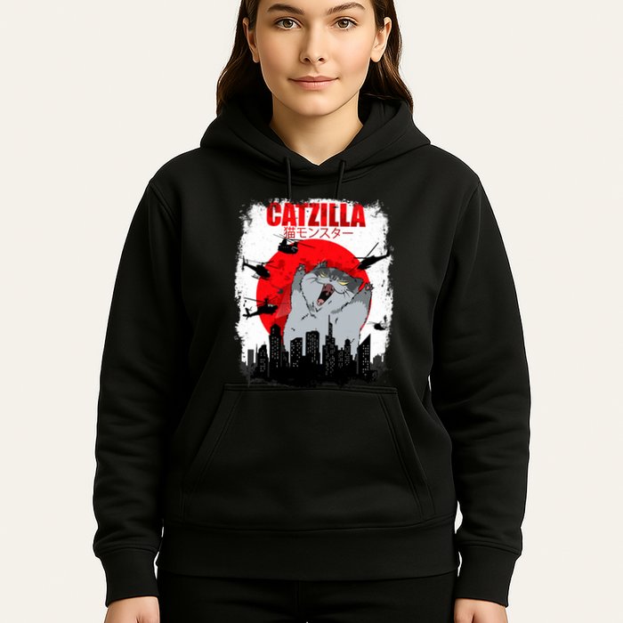 Catzilla Funny Cat Graphic Vintage For Cat Lover Hoodie