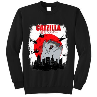 Catzilla Funny Cat Graphic Vintage For Cat Lover Sweatshirt