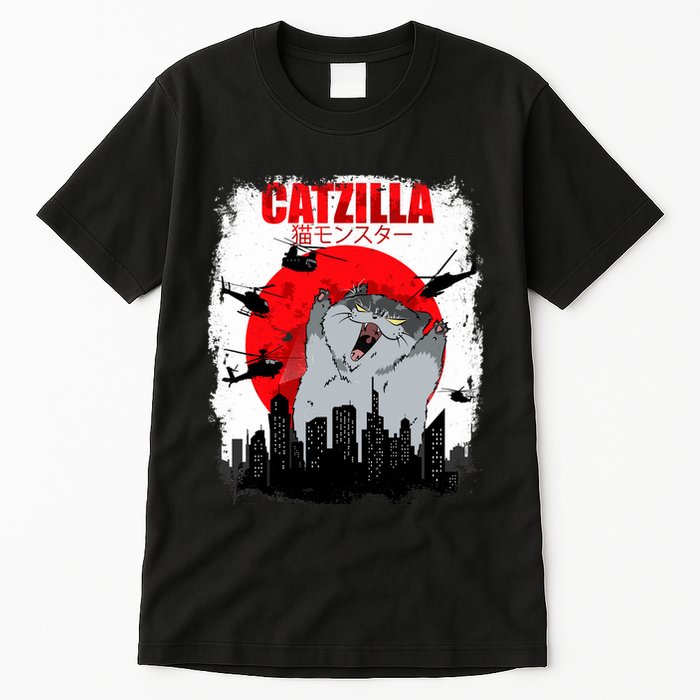 Catzilla Funny Cat Graphic Vintage For Cat Lover Tall T-Shirt
