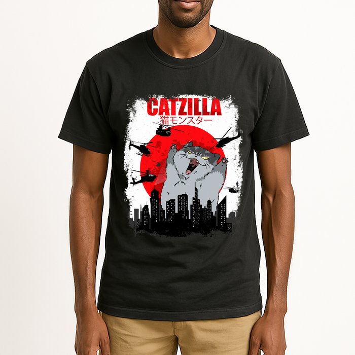 Catzilla Funny Cat Graphic Vintage For Cat Lover Tall T-Shirt