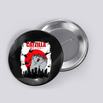 Catzilla Funny Cat Graphic Vintage For Cat Lover Button