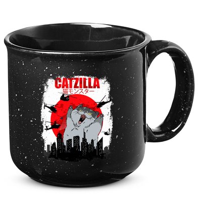 Catzilla Funny Cat Graphic Vintage For Cat Lover 15oz Campfire Ceramic Mug