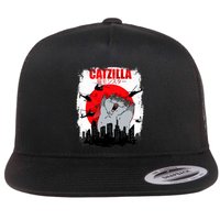 Catzilla Funny Cat Graphic Vintage For Cat Lover Flatbill Hat