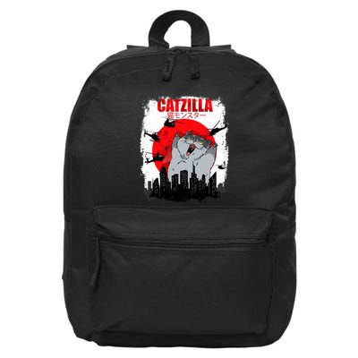 Catzilla Funny Cat Graphic Vintage For Cat Lover 16 in Basic Backpack