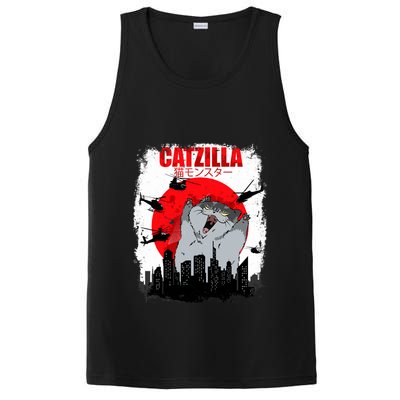 Catzilla Funny Cat Graphic Vintage For Cat Lover PosiCharge Competitor Tank