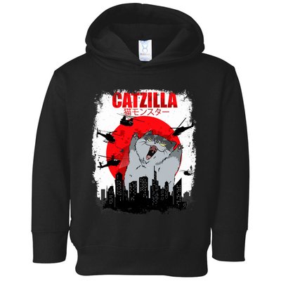Catzilla Funny Cat Graphic Vintage For Cat Lover Toddler Hoodie