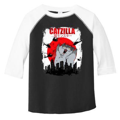 Catzilla Funny Cat Graphic Vintage For Cat Lover Toddler Fine Jersey T-Shirt
