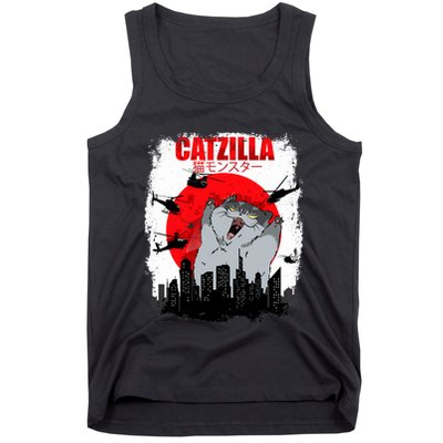 Catzilla Funny Cat Graphic Vintage For Cat Lover Tank Top