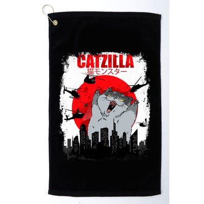 Catzilla Funny Cat Graphic Vintage For Cat Lover Golf Towel