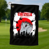 Catzilla Funny Cat Graphic Vintage For Cat Lover Golf Towel