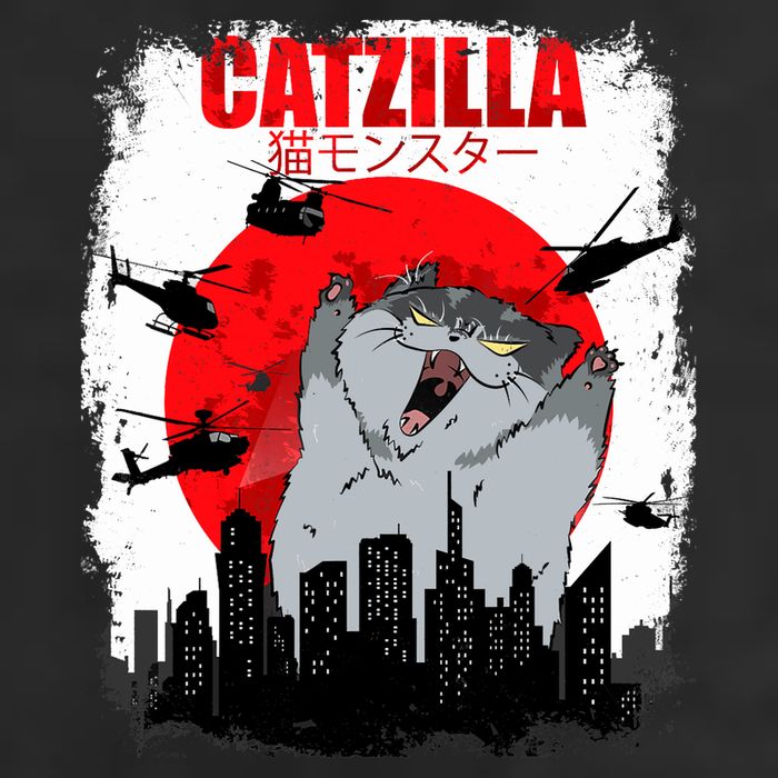 Catzilla Funny Cat Graphic Vintage For Cat Lover Golf Towel