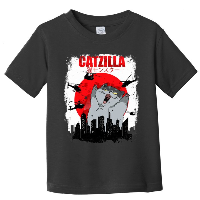 Catzilla Funny Cat Graphic Vintage For Cat Lover Toddler T-Shirt