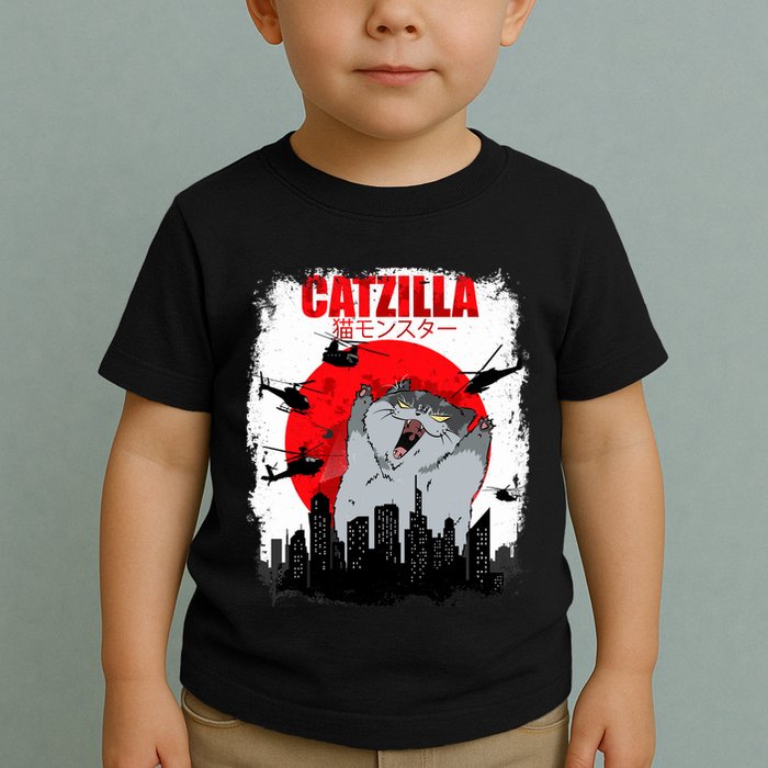 Catzilla Funny Cat Graphic Vintage For Cat Lover Toddler T-Shirt