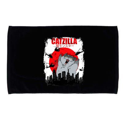 Catzilla Funny Cat Graphic Vintage For Cat Lover Microfiber Hand Towel