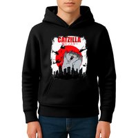 Catzilla Funny Cat Graphic Vintage For Cat Lover Kids Hoodie
