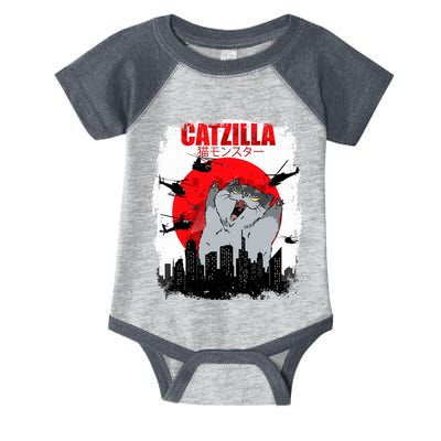 Catzilla Funny Cat Graphic Vintage For Cat Lover Infant Baby Jersey Bodysuit