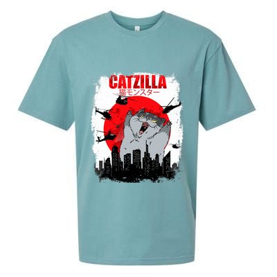 Catzilla Funny Cat Graphic Vintage For Cat Lover Sueded Cloud Jersey T-Shirt