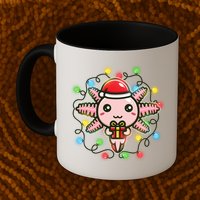 Cute Festive Christmas Santa Axolotl Mug
