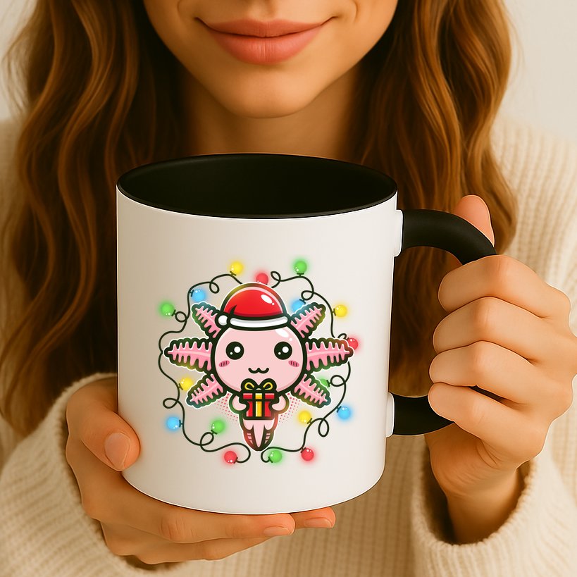 Cute Festive Christmas Santa Axolotl Mug