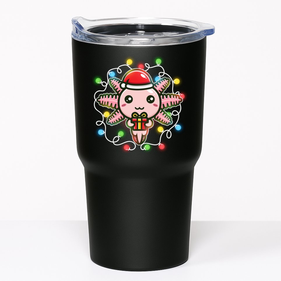 Cute Festive Christmas Santa Axolotl Tumbler