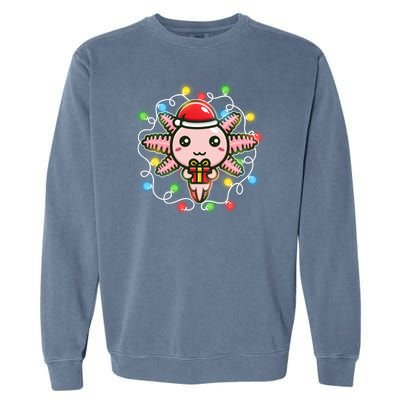 Cute Festive Christmas Santa Axolotl Garment-Dyed Sweatshirt