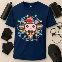 Cute Festive Christmas Santa Axolotl Cooling Performance Crew T-Shirt