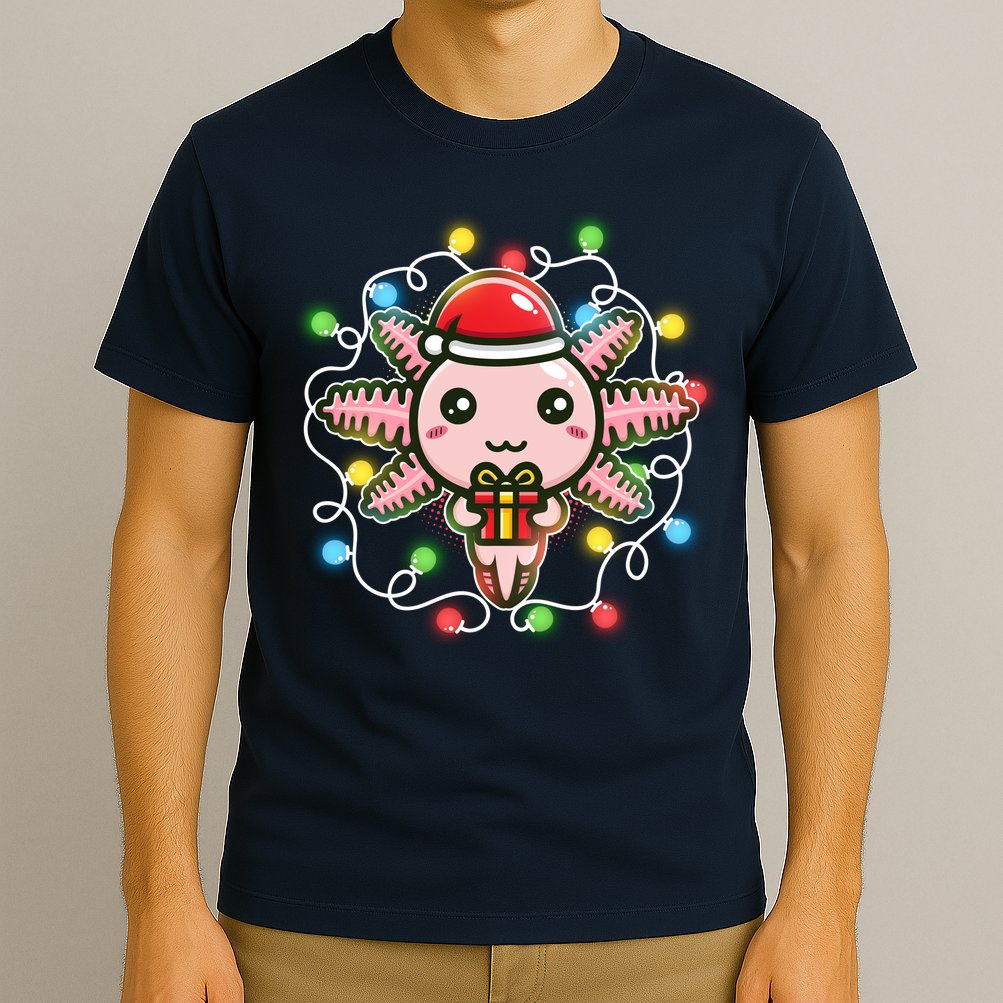 Cute Festive Christmas Santa Axolotl T-Shirt