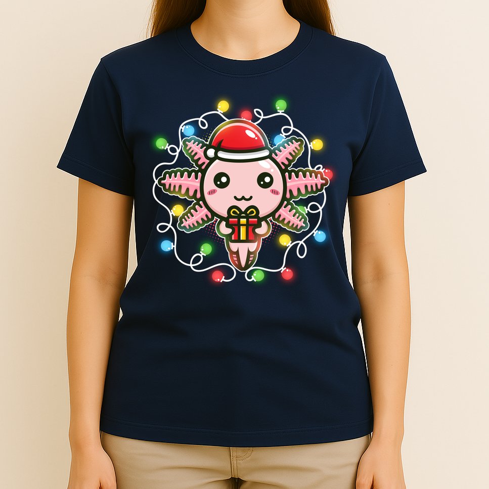 Cute Festive Christmas Santa Axolotl T-Shirt