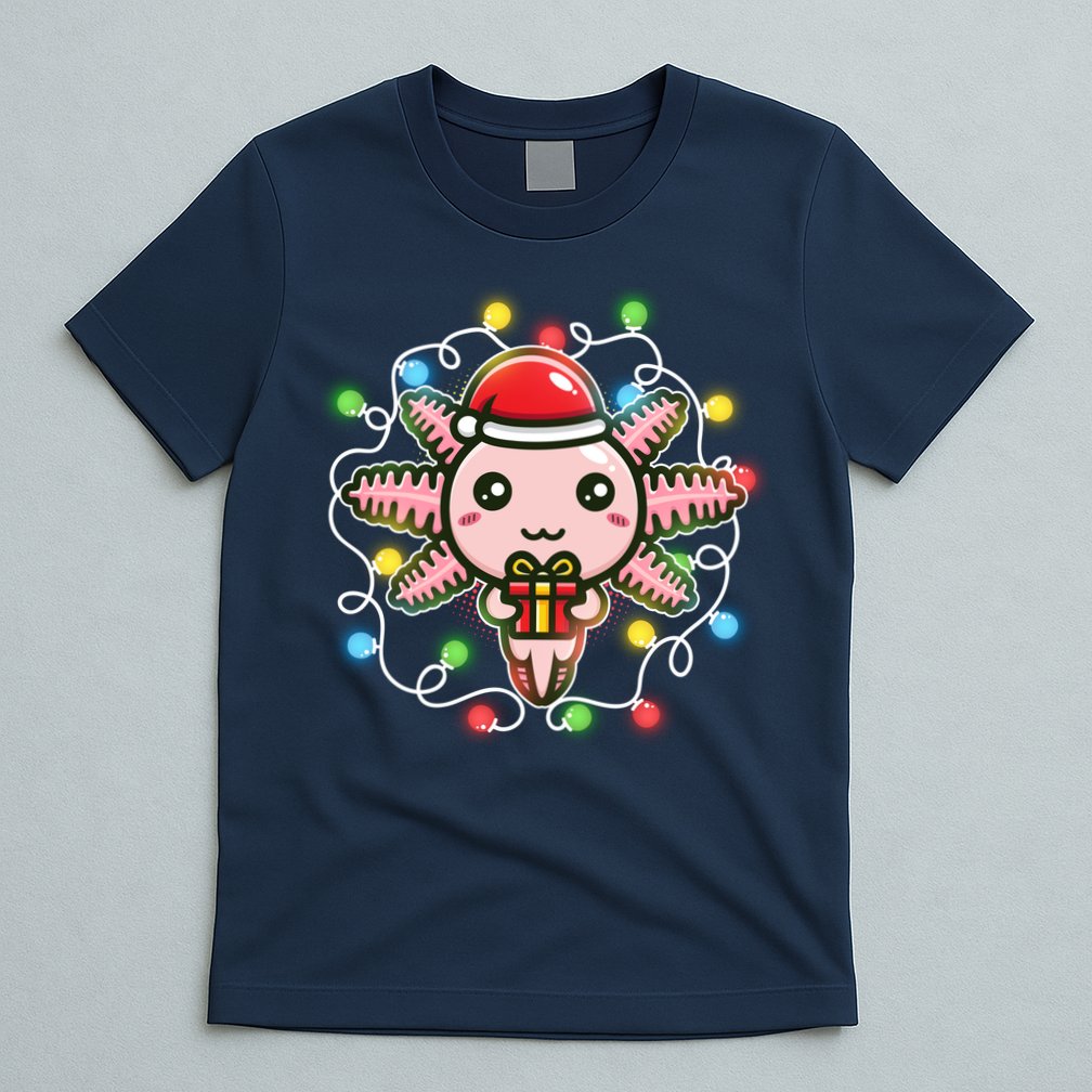 Cute Festive Christmas Santa Axolotl T-Shirt