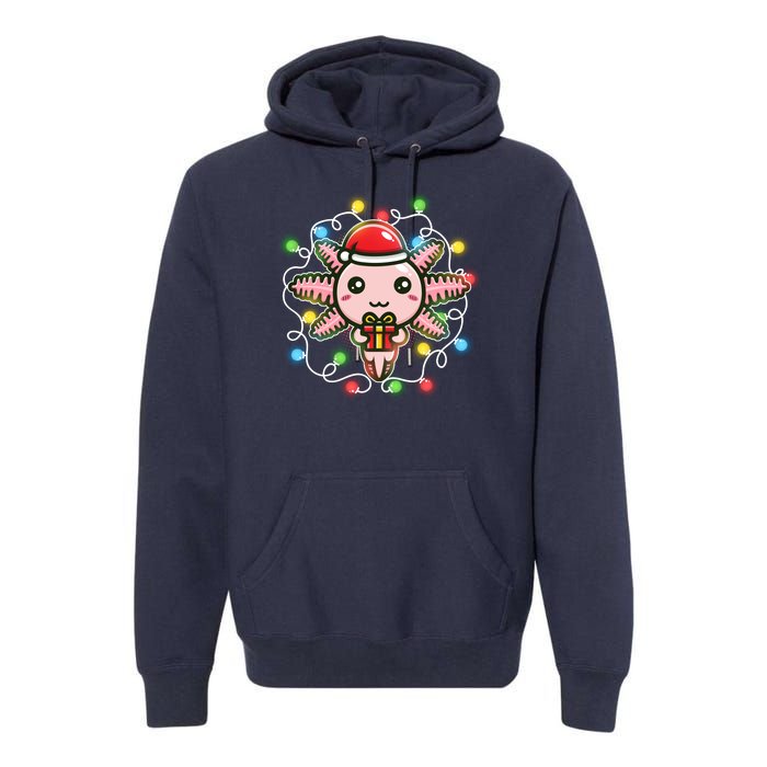 Cute Festive Christmas Santa Axolotl Premium Hoodie