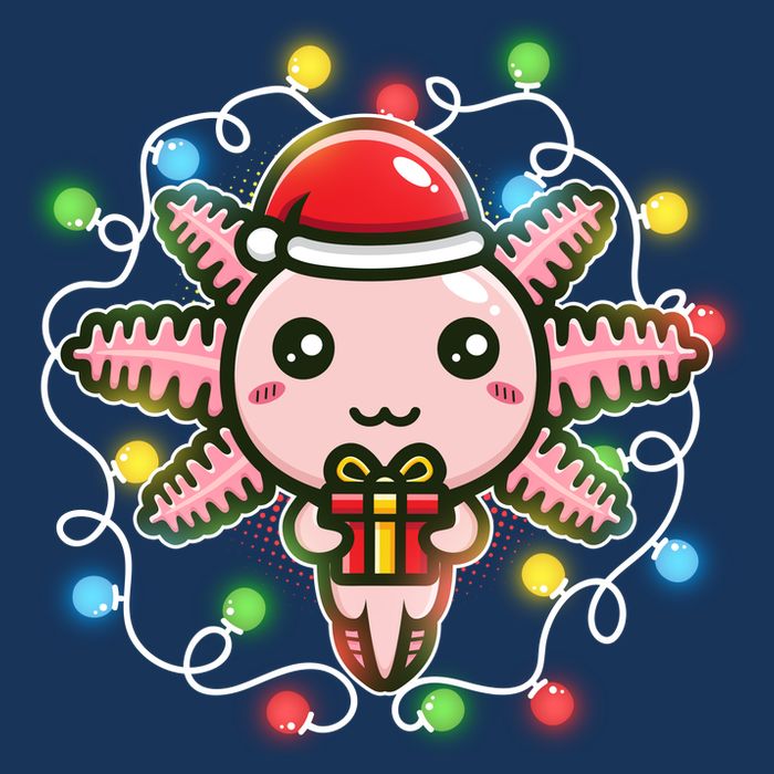 Cute Festive Christmas Santa Axolotl 25L Jumbo Tote