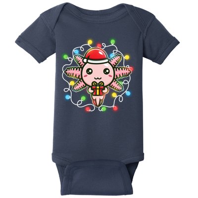 Cute Festive Christmas Santa Axolotl Baby Bodysuit