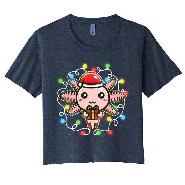 Cute Festive Christmas Santa Axolotl Crop Top