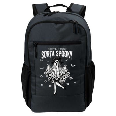 Cute Floral Coquette Dancing Ghost Sorta Sweet Sorta Spooky Daily Commute Backpack