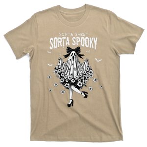 Cute Floral Coquette Dancing Ghost Sorta Sweet Sorta Spooky T-Shirt