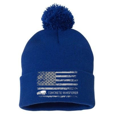 Concrete Finisher Concrete Whisperer American Flag Patriotic Pom Pom 12in Knit Beanie