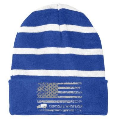 Concrete Finisher Concrete Whisperer American Flag Patriotic Striped Beanie with Solid Band