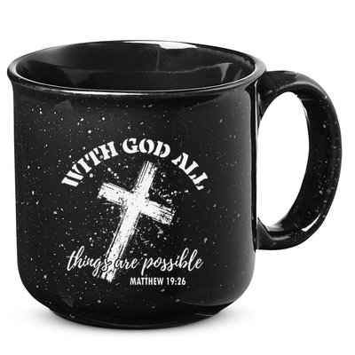 Christian Faith Cross Jesus With God All Things Are Possible 15oz Campfire Ceramic Mug