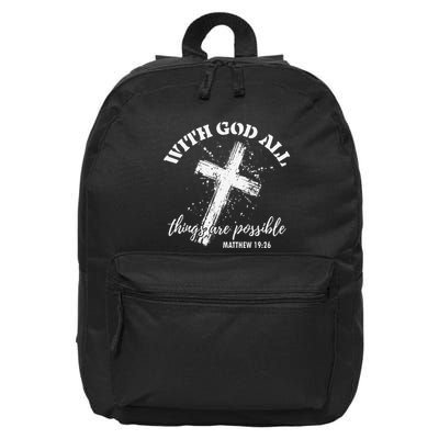 Christian Faith Cross Jesus With God All Things Are Possible 16 in Basic Backpack
