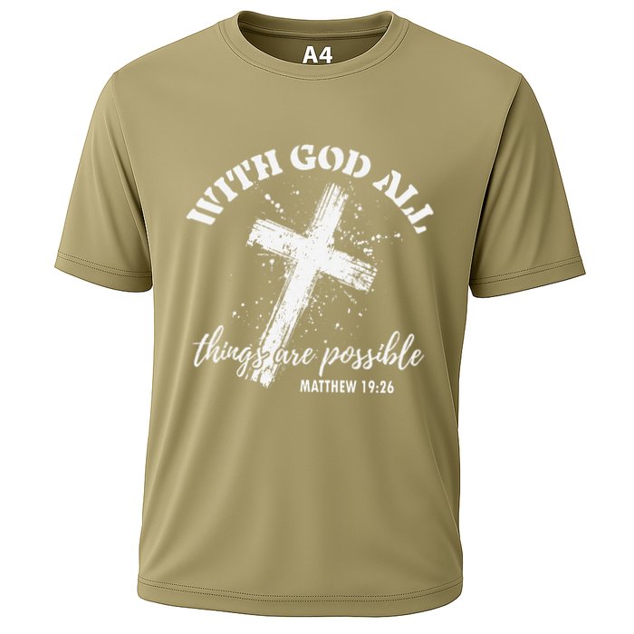 Christian Faith Cross Jesus With God All Things Are Possible Performance Shirt