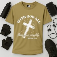Christian Faith Cross Jesus With God All Things Are Possible Performance Shirt