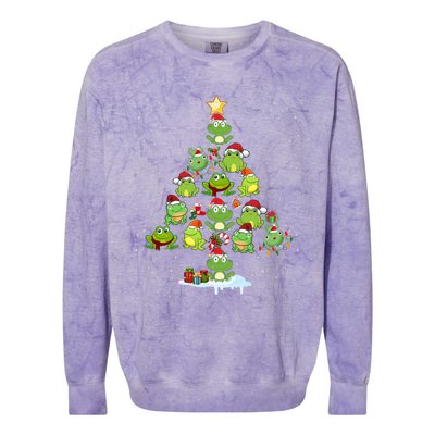 Cute Frog Christmas Tree Decor Xmas Tree Gift Colorblast Crewneck Sweatshirt